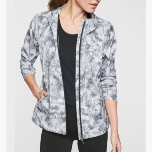 Athleta Catalina grey/white tie dye UPF 50 packable jacket, M, CB2227 - Picture 2 of 5